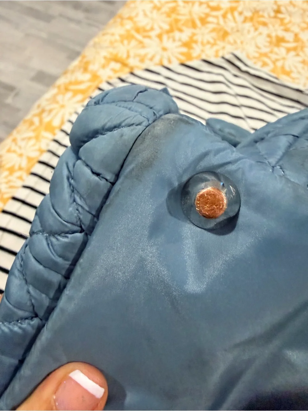 Stylish Slate Blue Quilted & Knit-Texture Baby Bag Backpack HAPP